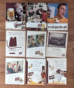 Vintage Lot of 9 Schlitz Beer Print Ads 1960s